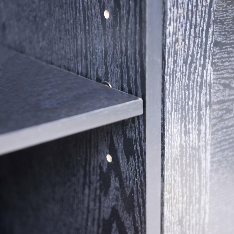 Armoire de rangement L 44,96 po avec 3 portes en miroir en acrylique pour salle à manger, cuisine et salon, Noir
