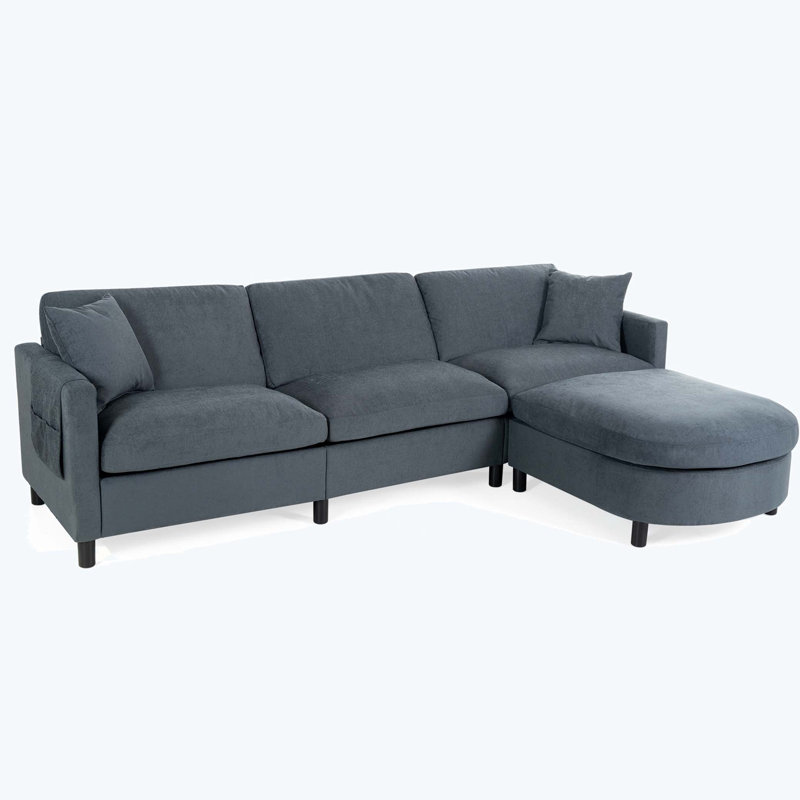 Canapé modulaire 2 pièces Milka, Polyester gris foncé