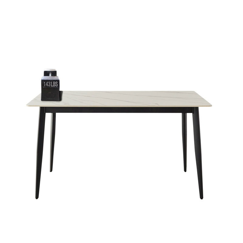 White Ceramic Tile Top Dining Table With Metal Legs, 55" X 29.2" W Rectangular 53.83" 29.2