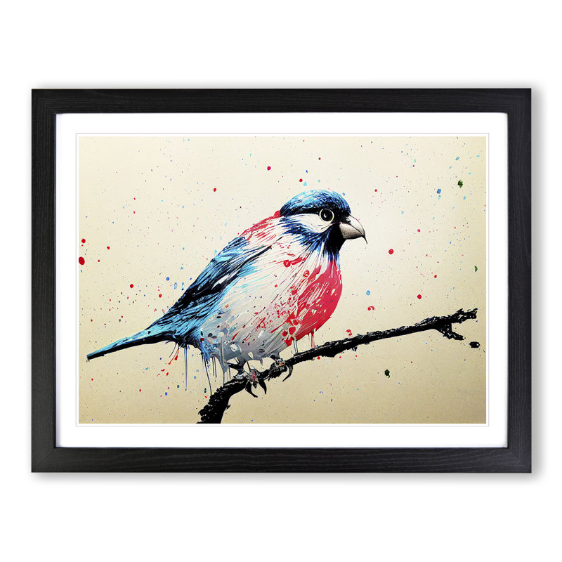 XH1022-6577X Painted Bird Vol.2 Abstract - Single Picture Frame Print, 34cm H x 46cm W, Black