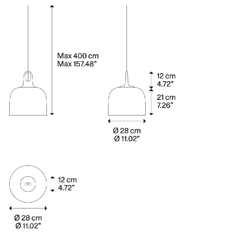Lodes JIM Bell Suspension Lamp Line-V, Matte Black/Honey