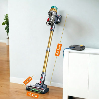 Cordless Stick Vacuum Cleaner – 550W High Suction, 45Kpa, Green LED, 55-Minute Runtime, Gold Finish