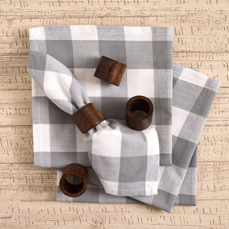 Ensemble de 4 serviettes à carreaux, Gris