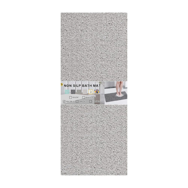 Tapis de bain antidérapant 16 po x 39 po gris clair à séchage rapide