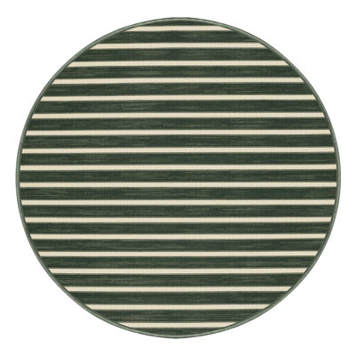 Machine Washable Horizontal Stripes Green Area Rug