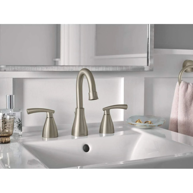 MOEN Essie 8 in. Widespread 2-Handle Bathroom Faucet in Spot Resist Brushed Nickel (Valve Included)