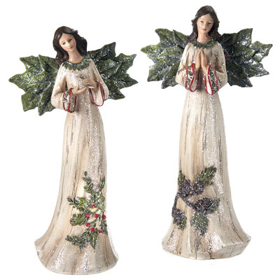Resin Holly Winged Angel 12"