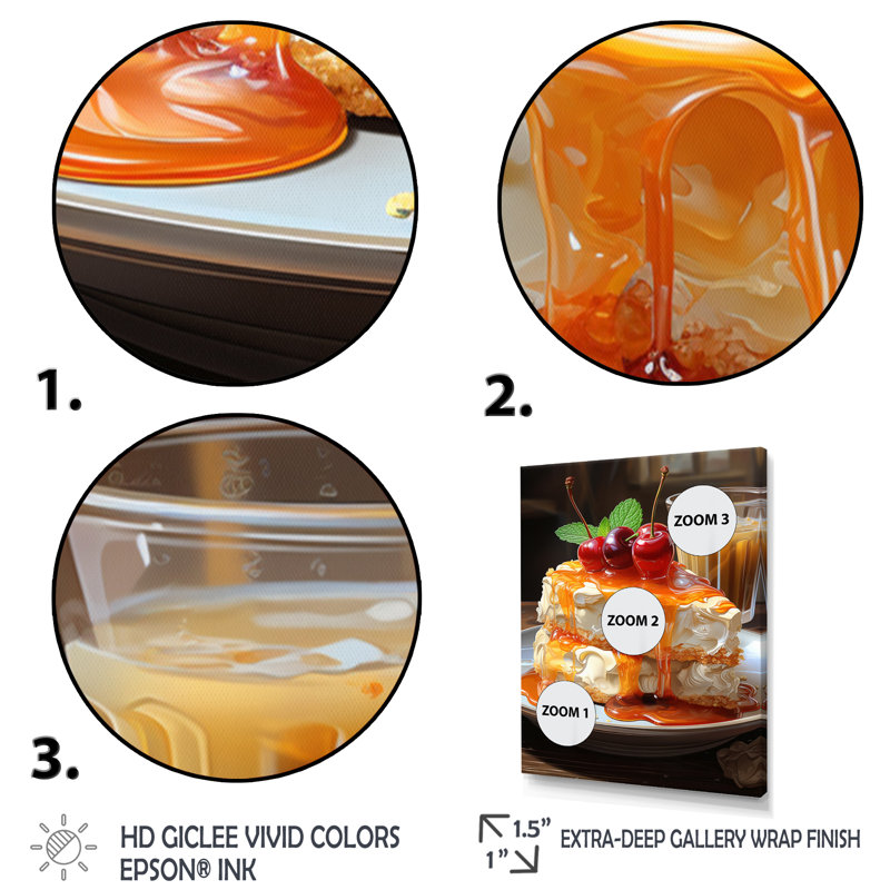 Husina " Orange Cheesecake Luxury ", 32" H x 24" W x 1" D, Gold Picture Framed