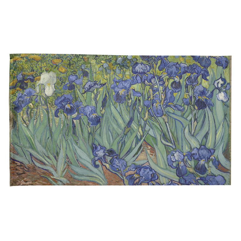 Serviette de thé irises, Vert / Mauve, Polyester sergé