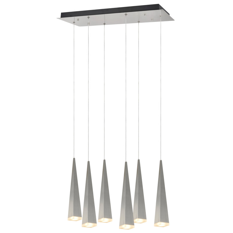 Luminaire suspendu en grappe 6 lumières, Nickel brossé