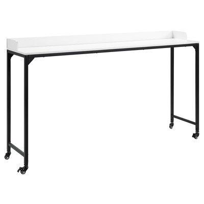 Desk With White Top And Adjustable Metal Legs , Multipurpose For Bedroom Area Use Table Finish Bed