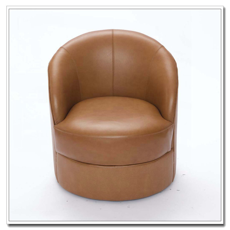 Fauteuil d'appoint pivotant en cuir, Marron clair