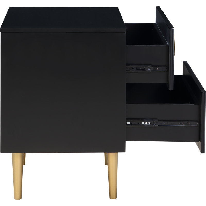 Table de chevet 2 tiroirs Zayne, Noir