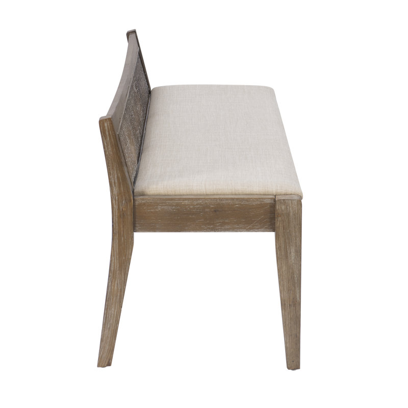 Donner Cane Back Cushioned Bench, Brown