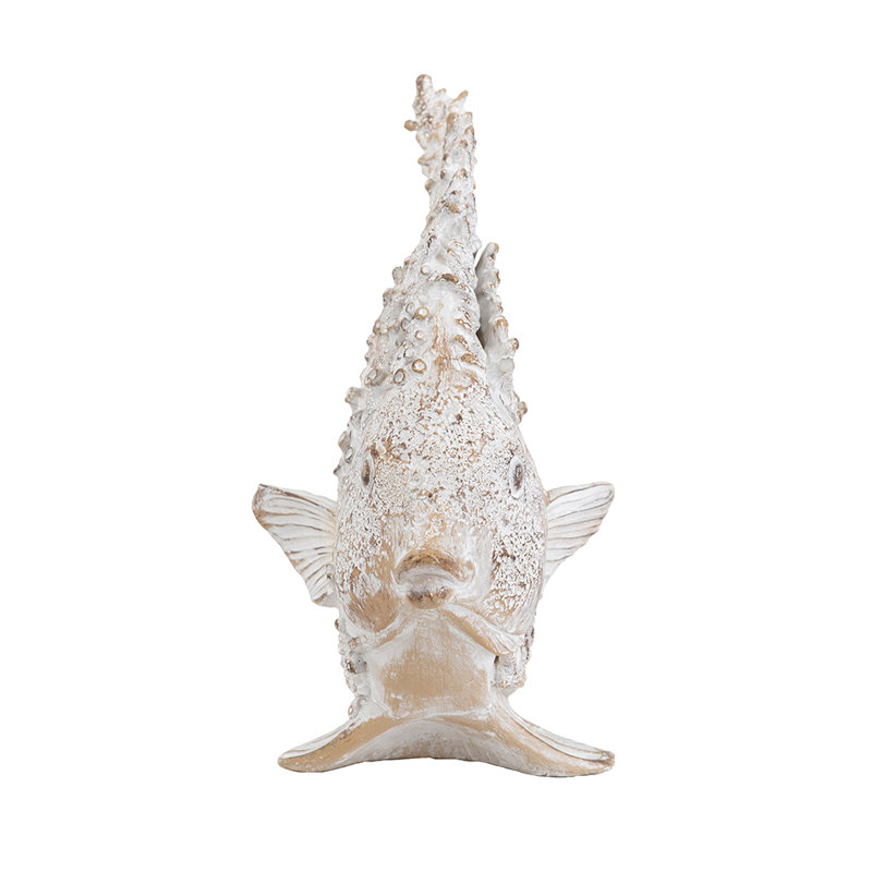 White and Beige Coral Look Resin Angelfish Figurine