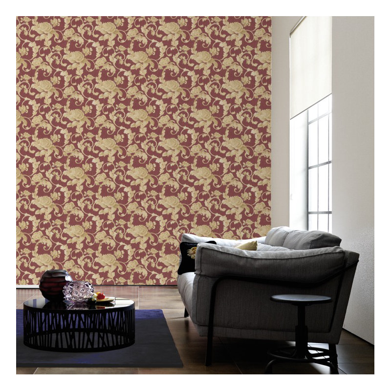 Nobile 10.05m x 53cm 3D Embossed Wallpaper, Red/Cream