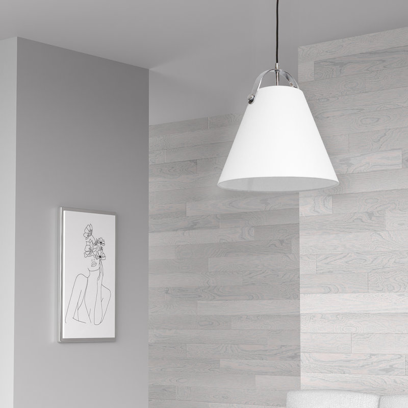 Luminaire suspendu conique 1 lumière Dipti, Laiton vieilli, Blanc mat