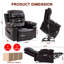 Fauteuil inclinable extra large en similicuir 39,3 po avec repose-tête, accoudoirs de rangement pliables, massage et chauffage-26691855