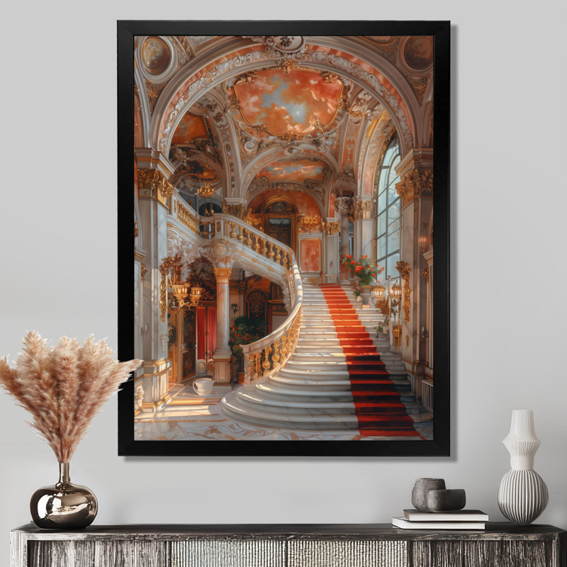 «Red Gold Grand Gala», reproduction d'art mural, Toile encadrée noire simple, H 12 po x l 20 po x P 1 po