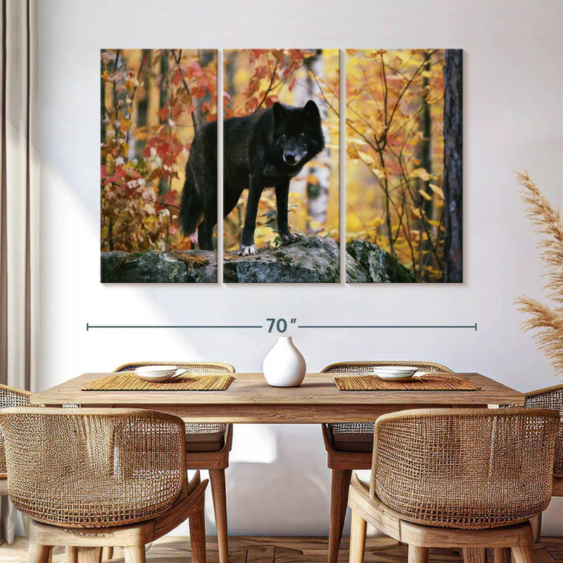 Autumn Black Wolf, 42" H x 65" W