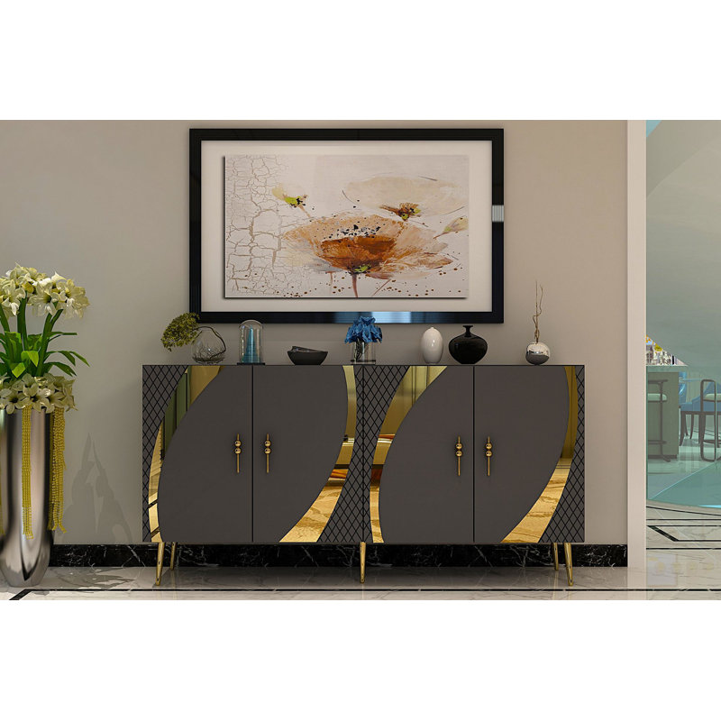 Olivia 150cm Console Table, Grey/Gold