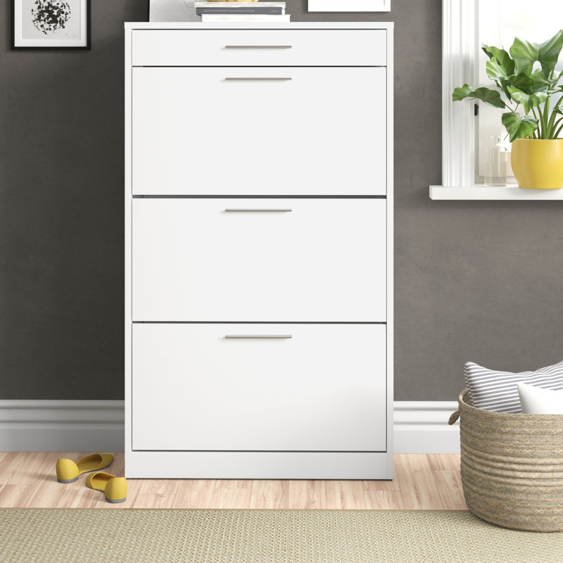 18 Pair Flip Down Shoe Storage, Diamond White