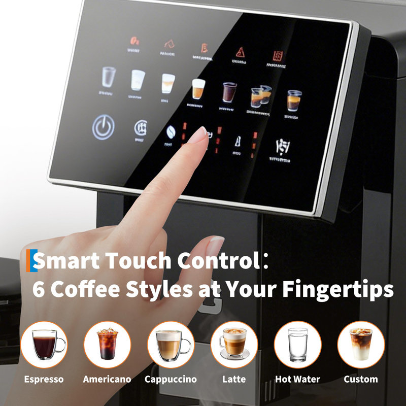 20 Bar Super Automatic Espresso Machine with Built-in Grinder – 15 Adjustable Settings, Integrated Milk Frother, Dual Boiler, Self-Cleaning, Removable Brewer & Tank (Black Spray Paint)