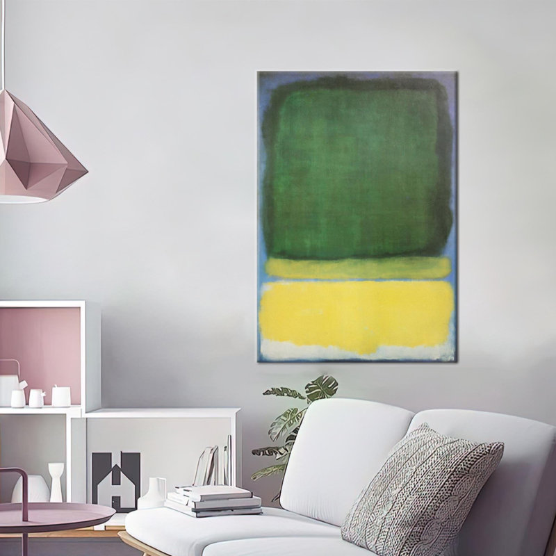 Art abstrait vert sur toile de coton inspiré par l'artiste renommé Mark Rothko, parfait pour une décoration murale moderne