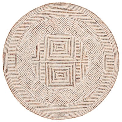 Laquia Hand Tufted Wool/Cotton Geometric Rug in Ivory/Rust