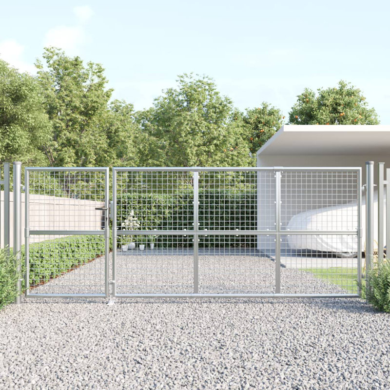 Azamat Metal Yard/Privacy Fence with 3 Panel(s) Included, 350 x 175cm, Silver