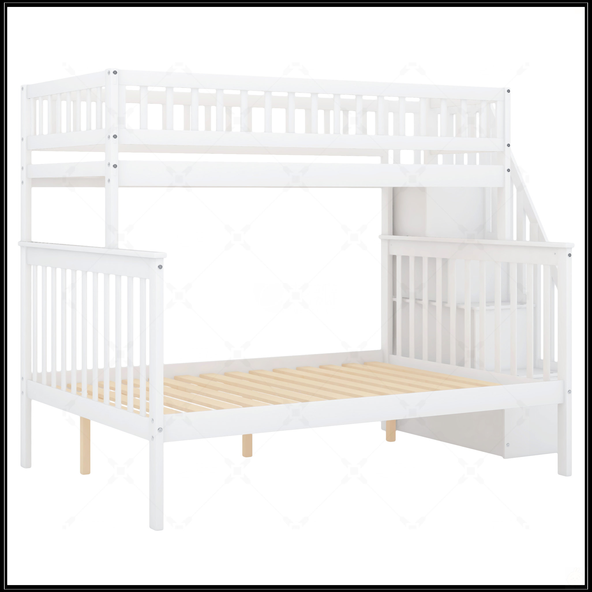Ebern Designs Twin Over Full Stairway Bunk Bed With Storage | Wayfair