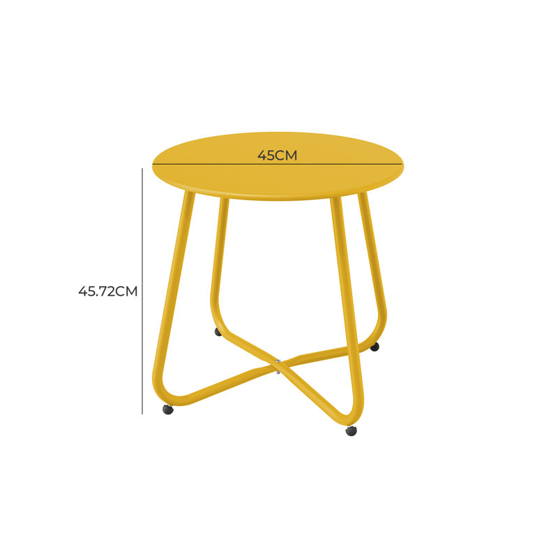 Ebern Round Outdoor Side Table, Yellow