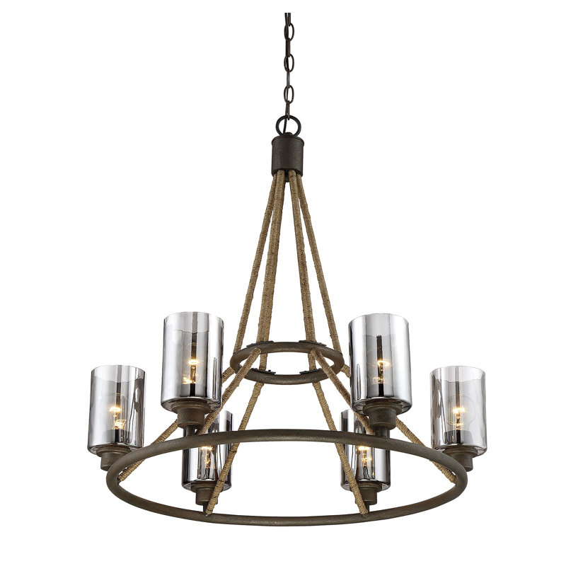 Adley 6 - Light Dimmable Wagon Wheel Chandelier
