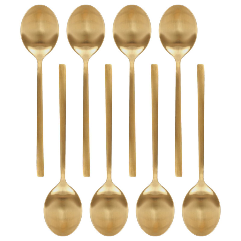 Stainless Steel Dessert Spoons - 20cm - Pack of 8, Gold