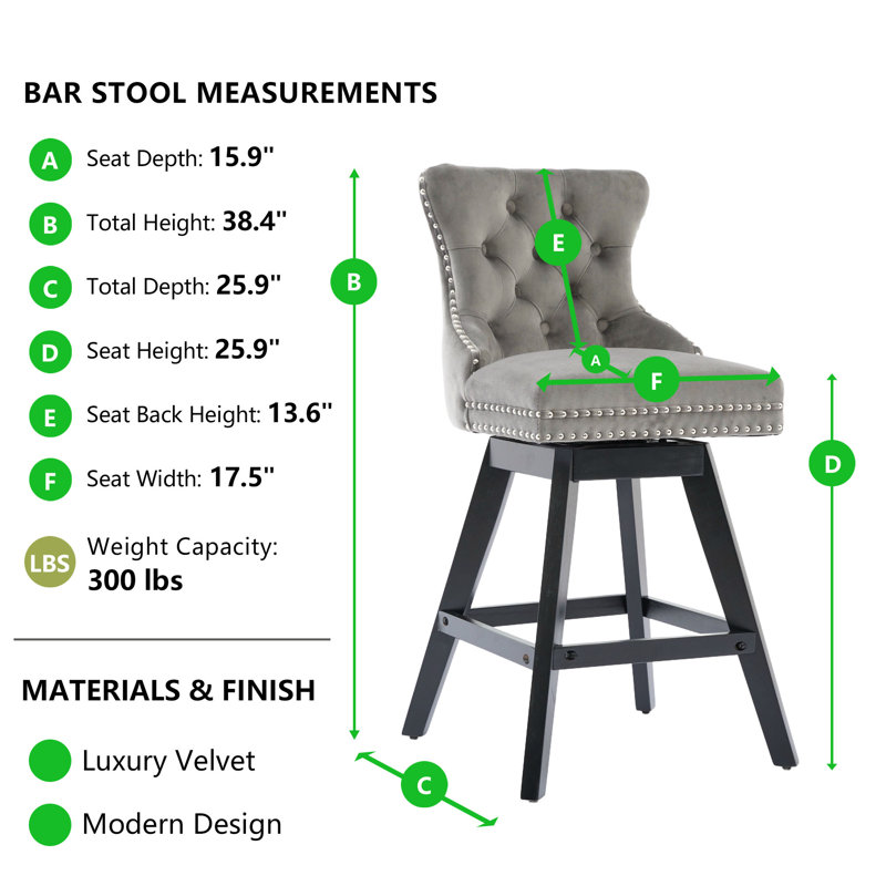 Ensemble de 8 tabourets de bar Modern, Gris