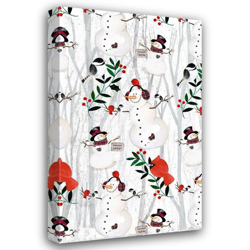 The Holiday Aisle® Parker, art sur toile tendue avec galerie Jennifer Paxton, Folk Snowman Forest Collection E