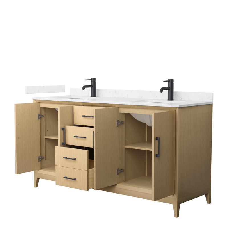 Elan 72'' W Vanity, Carrara Cultured Marble, Tan / Brushed Nickel, 66'' W