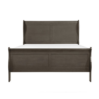 Traditional Queen Bed In Gray Stain, With Headboard, And Rails For Bedroom Stained Finish Bed, Size Style