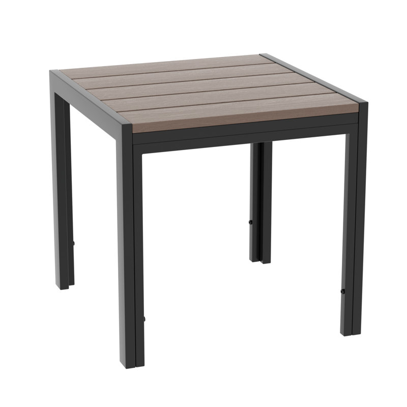 Square Patio Side table with Powder Coating Frame for Outdoor, Brown