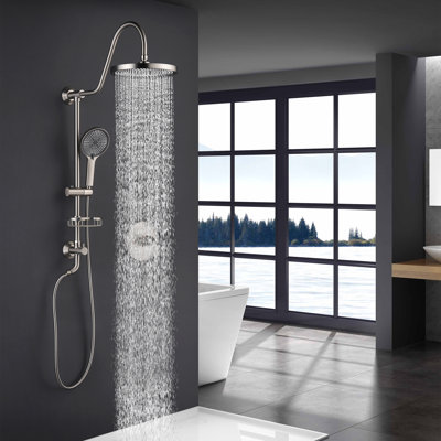 25.59" Wall Mount Solid Brass Pressure Balance Shower System with Diverter