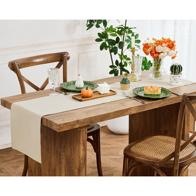 Beige Table Runner 72 Inches Rustic Farmhouse Table Runn...