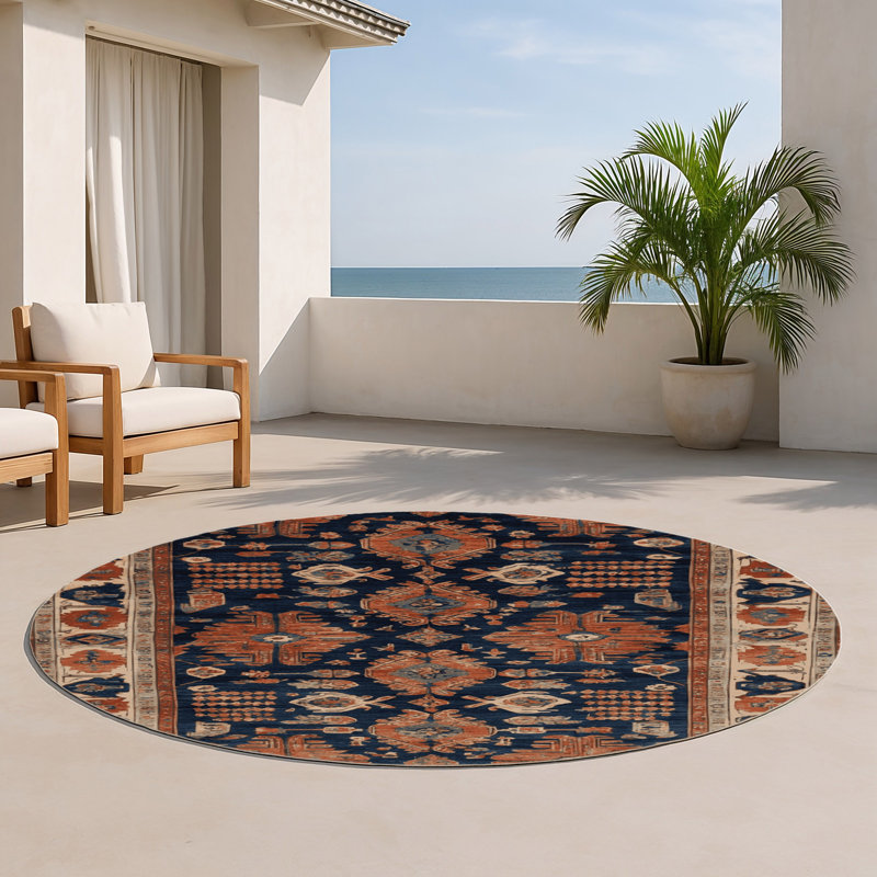 Tapis turc intérieur et extérieur brun, Rond 5 pi