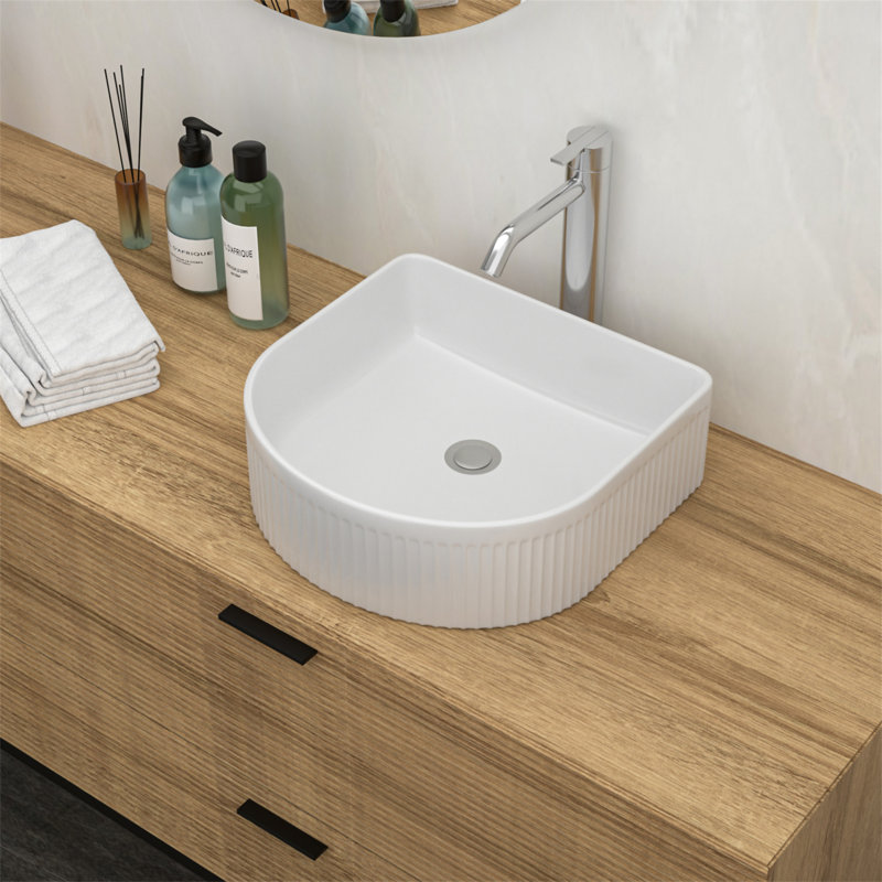 15.69"X13.69" White Ceramic Vessel Bathroom Sink