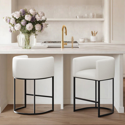 Upholstered Counter Stool with Metal Frame