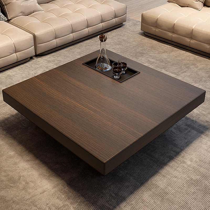 Table à thé en bois de style italien, Brun, H 11,8 po x L 35,4 po x l 35,4 po