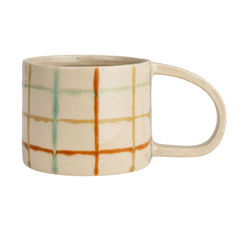 Stoneware Mug With Checkered Pattern