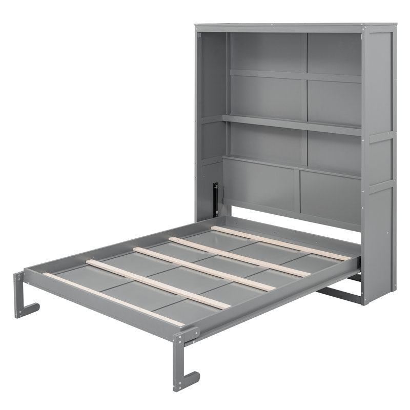 Lit gris à économie d'espace avec tablettes - Idéal pour les petits appartements et les appartements Pliable et confortable