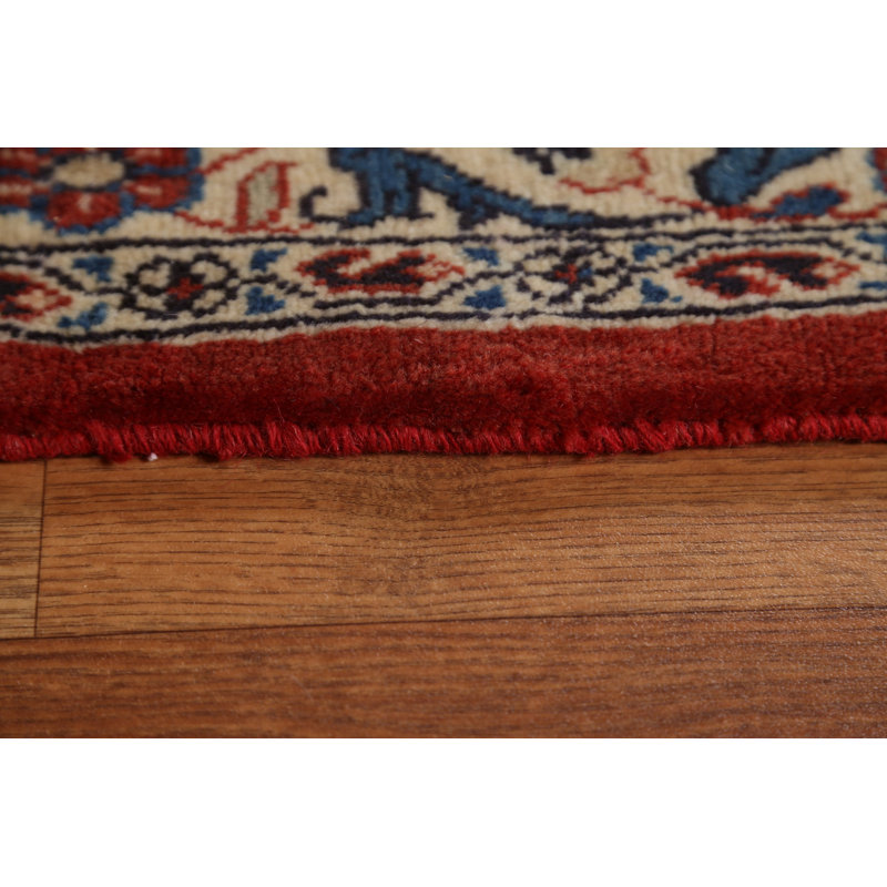 Tapis persan rouge à motif floral en laine Sarouk noué à la main 9 x 13