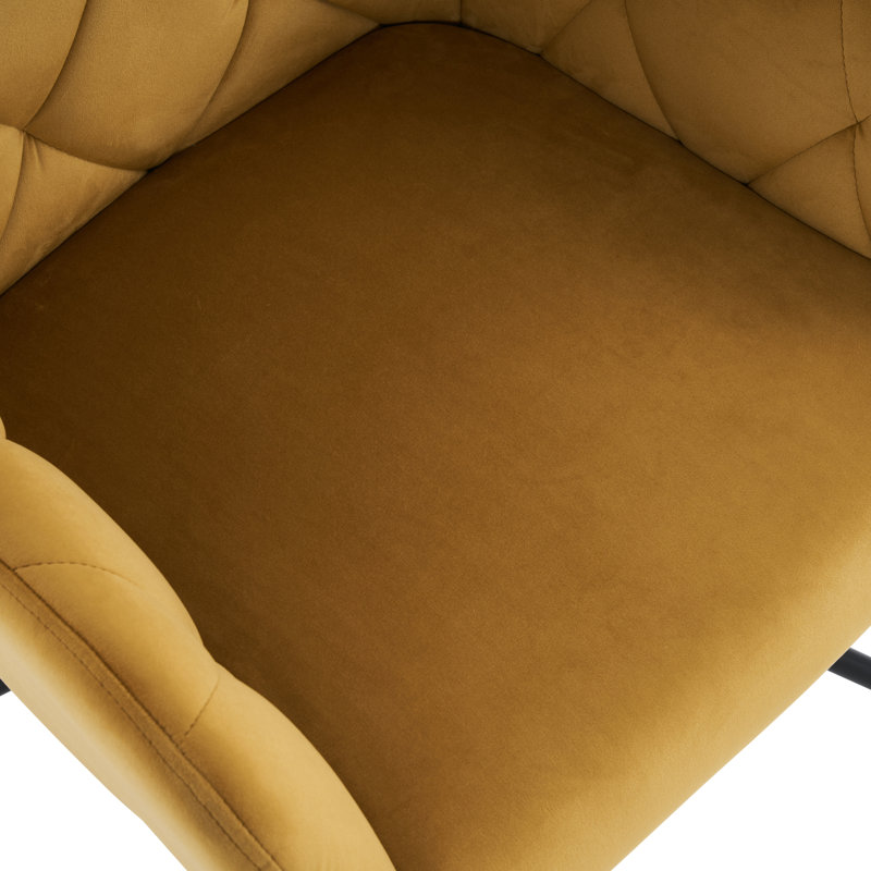 Cherfrere 47.5cm H Tufted Polyester Blend Upholstered Metal Armchair, Yellow