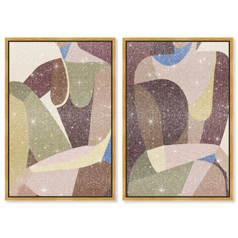 Body Studio Set Abstract Canvas Print by Oliver Gal, Black Frame, 10 x 15, 16" H x 11" W, Gold Floater Frame